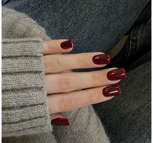 Cherry Nails– 15pcs Burgendy Nails with Application Kit✨