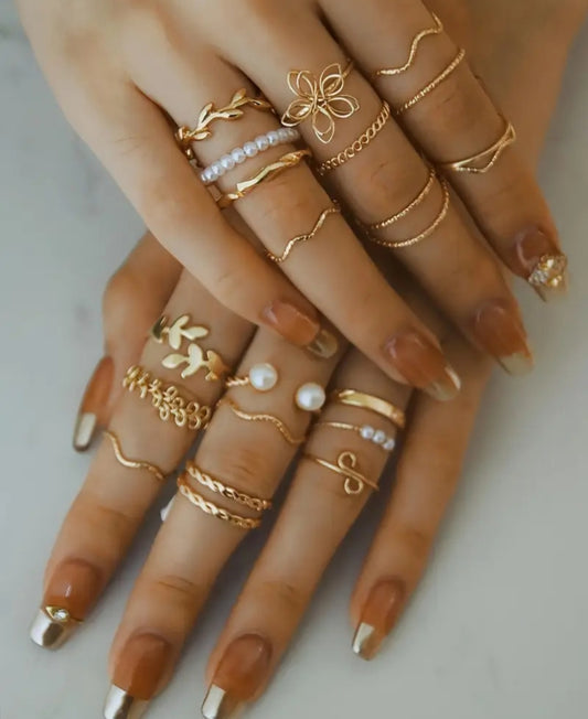 Pack of 5 Gold plated Rings