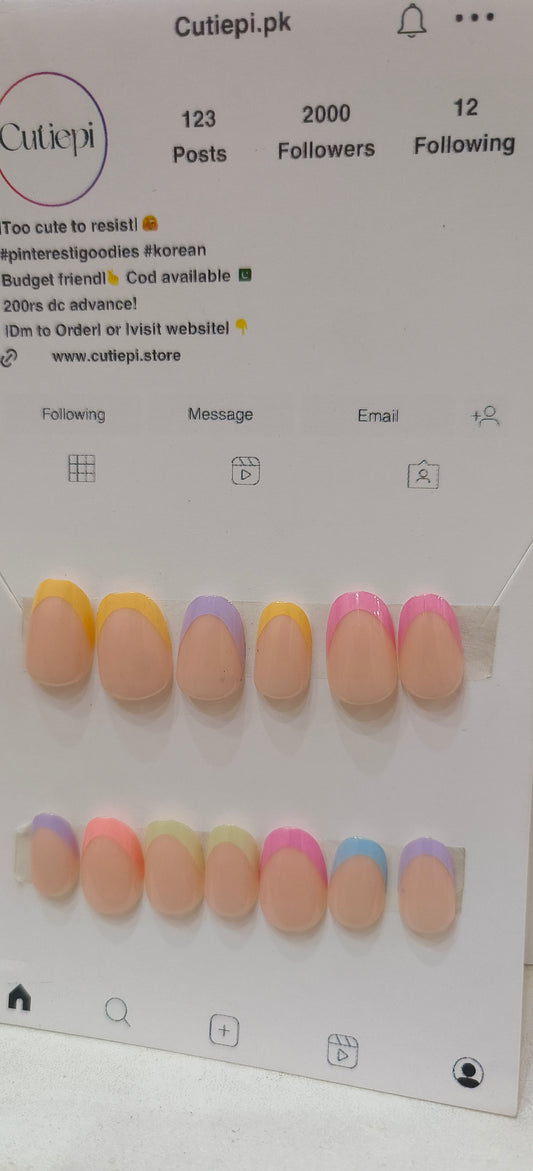 Rainbow Swirl Mini Nails- 24pcs nail set with Application kit