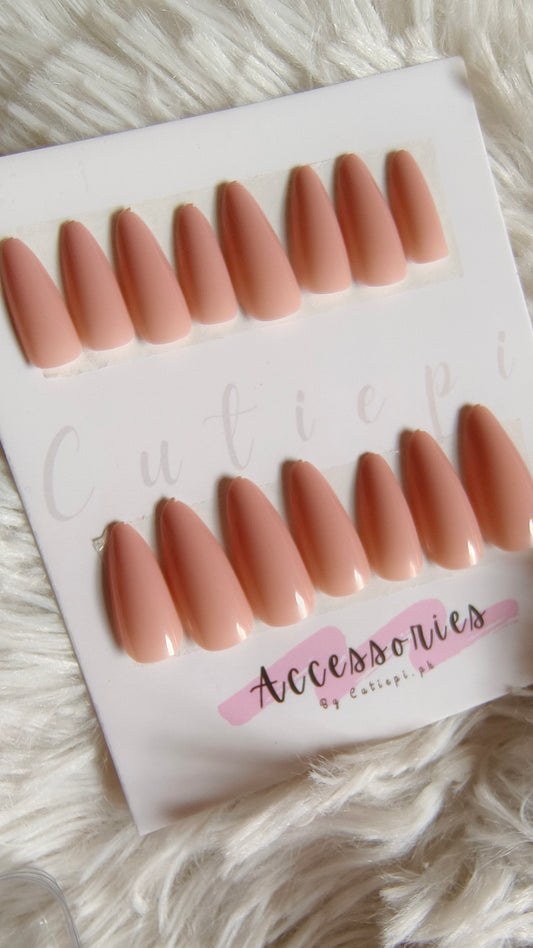 Peach Blush - Almond Nails with Adhesive Tabs"