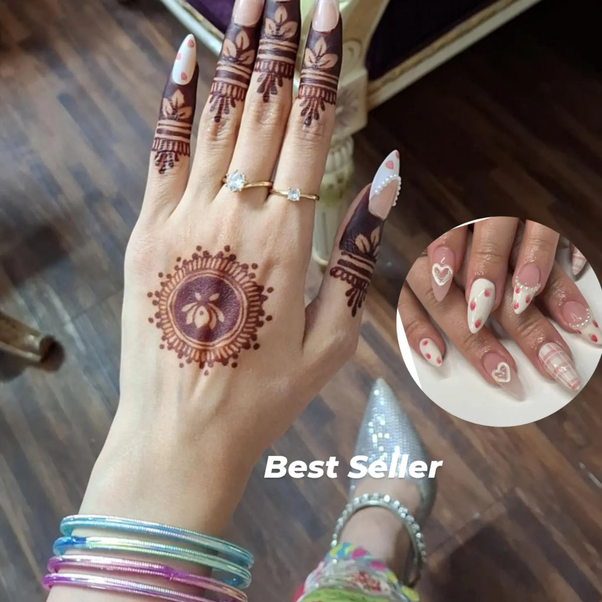 Royal pink-12pcs handmade nails with Application Kit