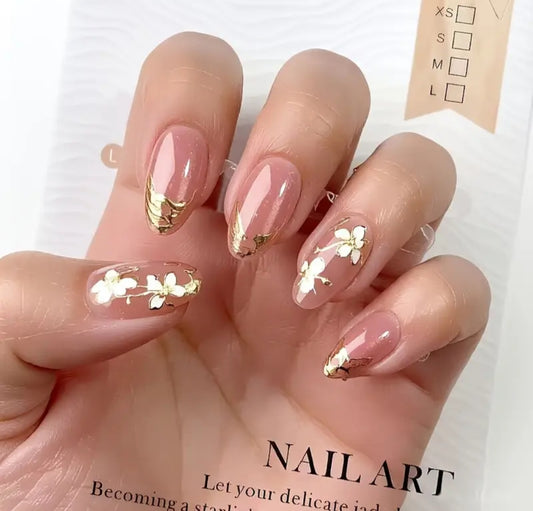 Golden Hour- Handmade 3d Gel Nails-With Application Kit (Bridal Edition)