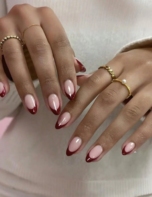 Smart Girl-20pcs Soft Red French nails with application kit