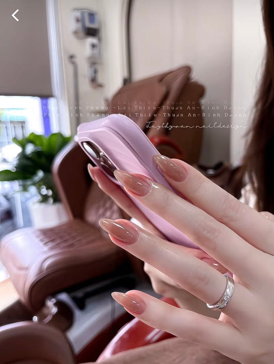 Glossy Brown-20pcs Nails with Application Kit