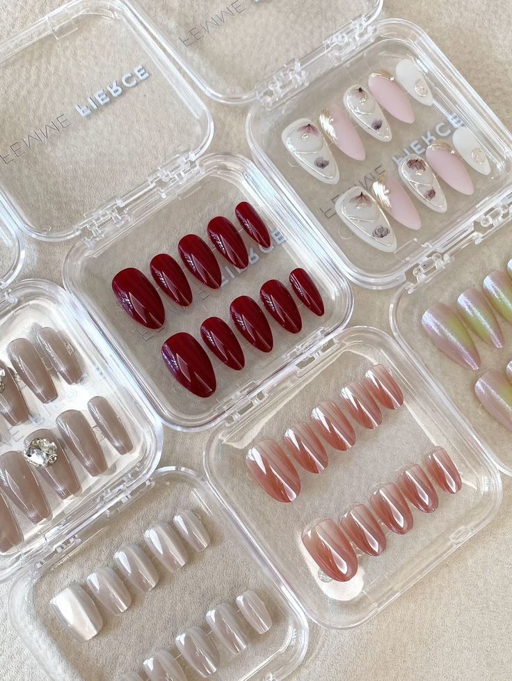 Pack of 5 High quality Handmade Nail sets with Brush Nail Glue (mix from our best sellers)