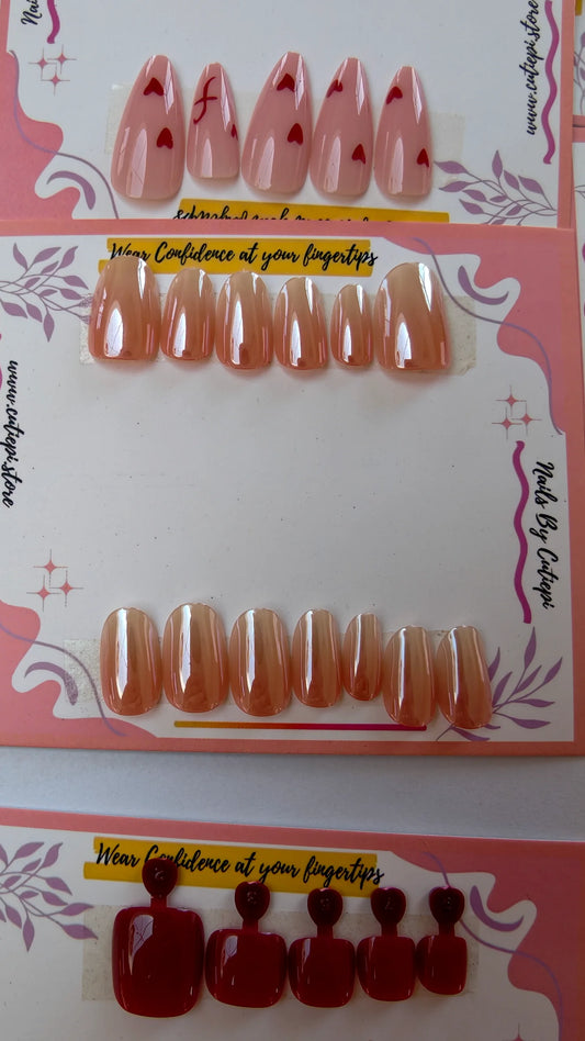 Ombre Pink-20pcs Handmade Glaze Pink Nails with Application Kit