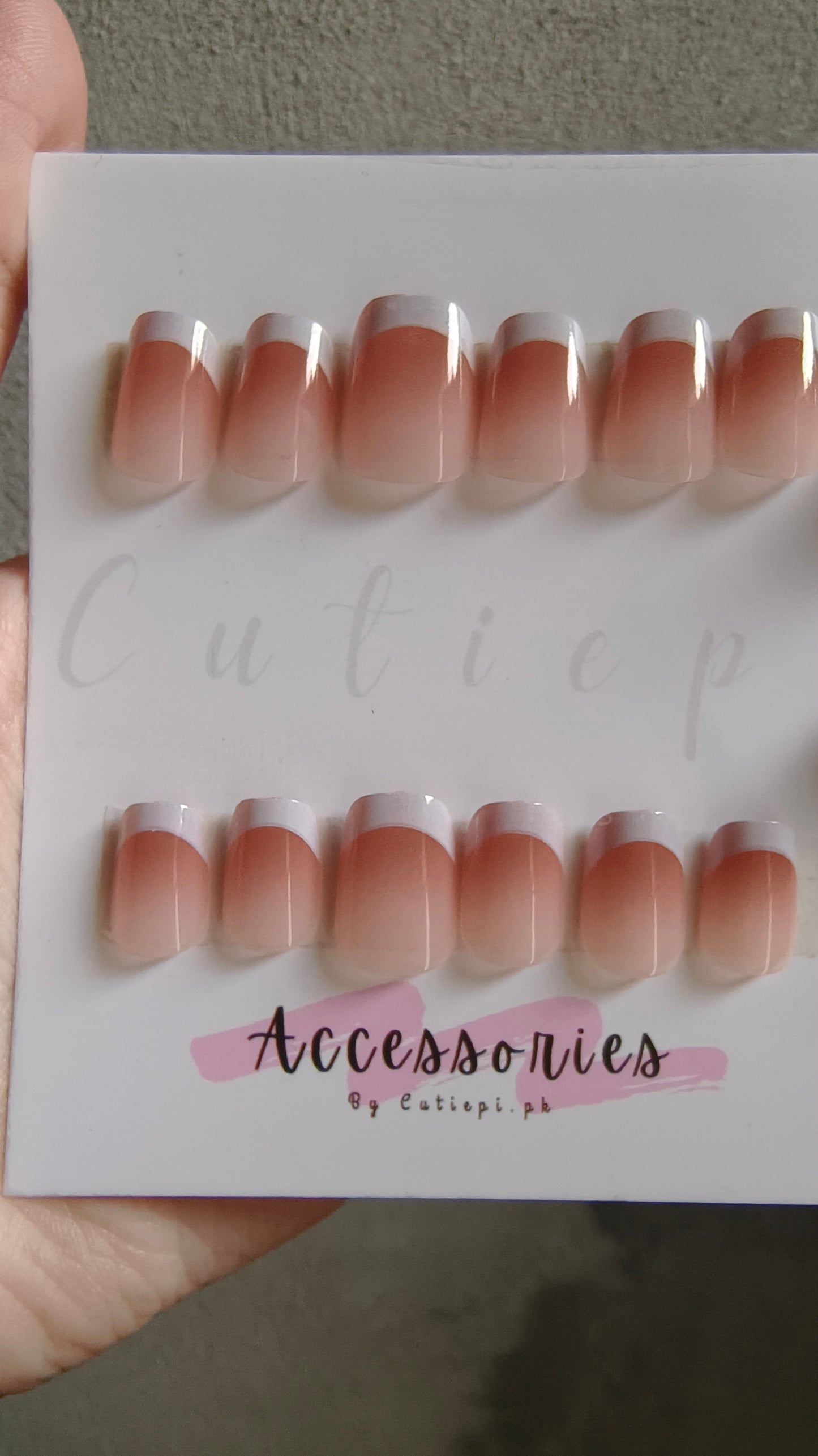 Blush Tip - 24pcs Pinkish Plain White French Tip Nails with Application Kit